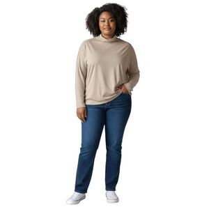 J Jill Wearever Collection Womens Size 2X Soft Stretch Turtleneck Grey Top